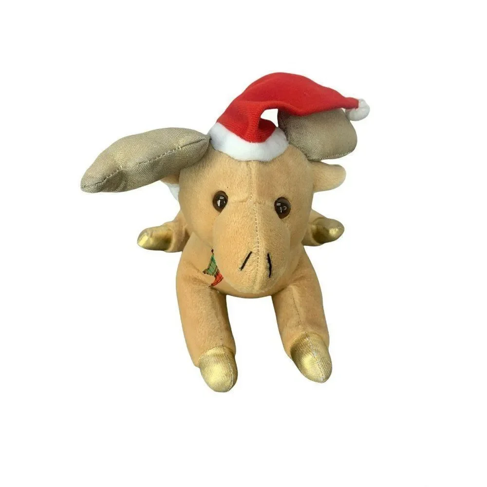 Christmas Reindeer Wearing a Santa Hat Plush stuffed‎ animal toy